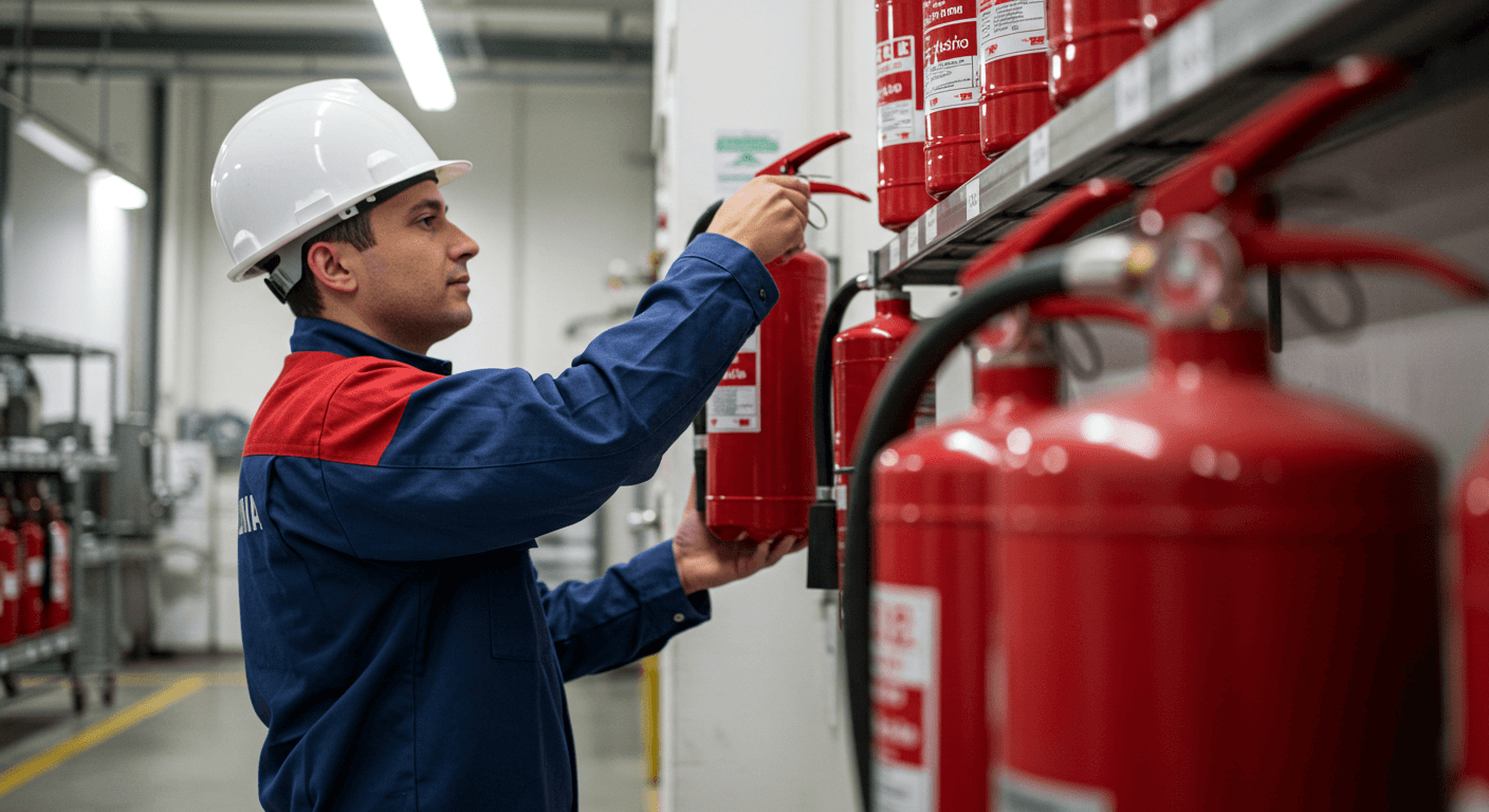 Extintores de incêndio em manutenção técnica especializada