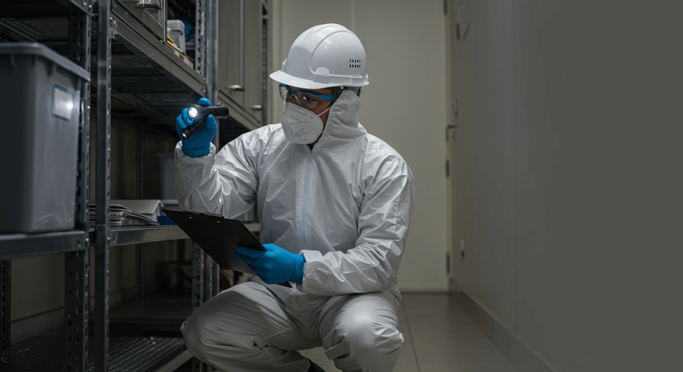 Técnico especializado realizando controlo integrado de pragas